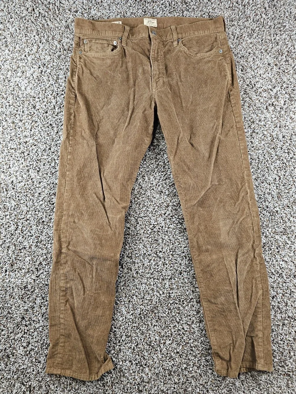 Vintage J Crew Mens Sz 33x30 Slim Leg Corduroy Pants Dark Beige Style 770